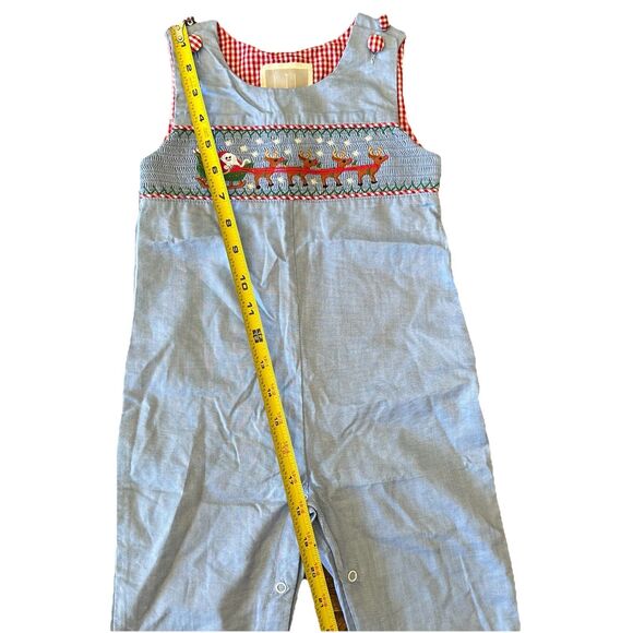 Lil Cactus Size 18-24 Months 100% Cotton Smocked Embroidered Christmas Jumpsuit - Picture 7 of 9